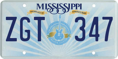 MS license plate ZGT347
