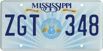 MS license plate ZGT348