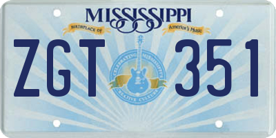 MS license plate ZGT351