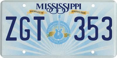 MS license plate ZGT353