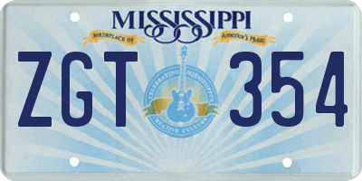 MS license plate ZGT354