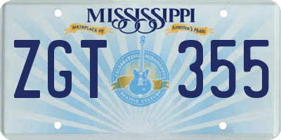 MS license plate ZGT355