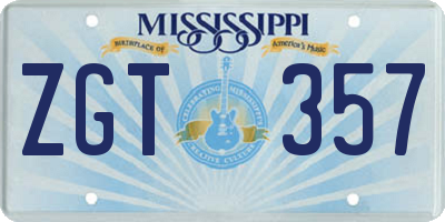 MS license plate ZGT357