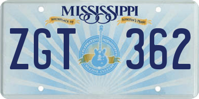 MS license plate ZGT362