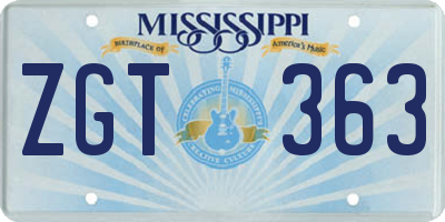 MS license plate ZGT363