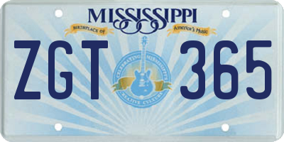 MS license plate ZGT365