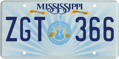 MS license plate ZGT366