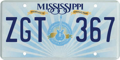 MS license plate ZGT367