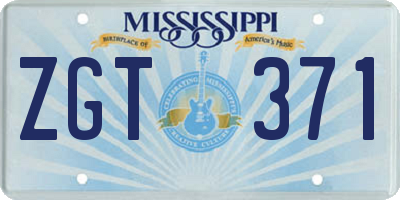 MS license plate ZGT371