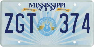 MS license plate ZGT374