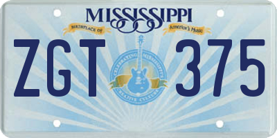 MS license plate ZGT375