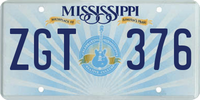 MS license plate ZGT376