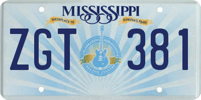 MS license plate ZGT381