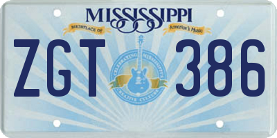 MS license plate ZGT386