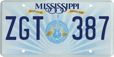 MS license plate ZGT387