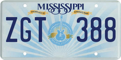 MS license plate ZGT388