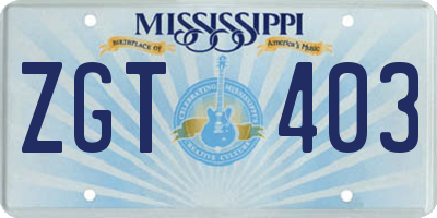 MS license plate ZGT403