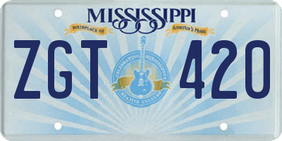 MS license plate ZGT420
