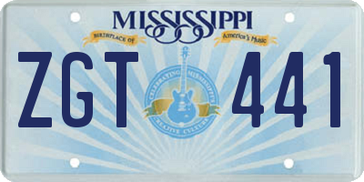 MS license plate ZGT441