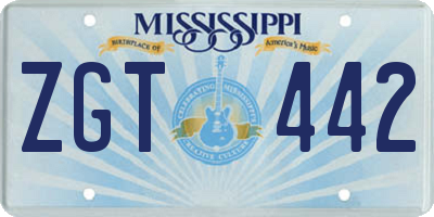 MS license plate ZGT442