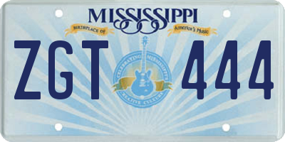 MS license plate ZGT444