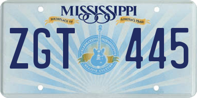 MS license plate ZGT445