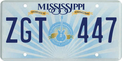MS license plate ZGT447