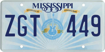 MS license plate ZGT449