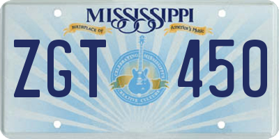 MS license plate ZGT450