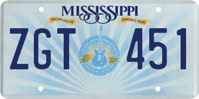 MS license plate ZGT451