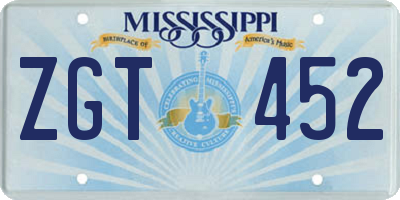 MS license plate ZGT452