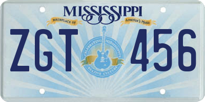 MS license plate ZGT456