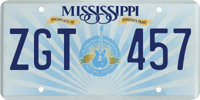 MS license plate ZGT457