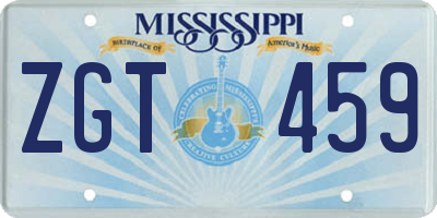 MS license plate ZGT459