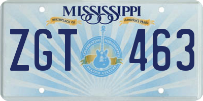 MS license plate ZGT463