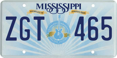 MS license plate ZGT465