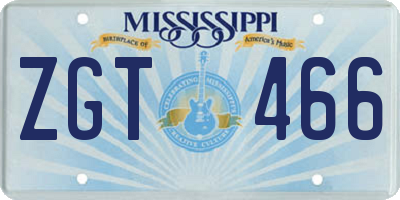 MS license plate ZGT466