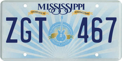 MS license plate ZGT467