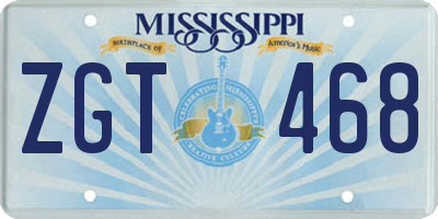 MS license plate ZGT468