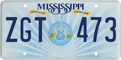 MS license plate ZGT473