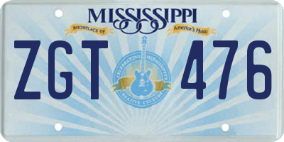 MS license plate ZGT476