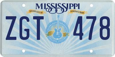 MS license plate ZGT478
