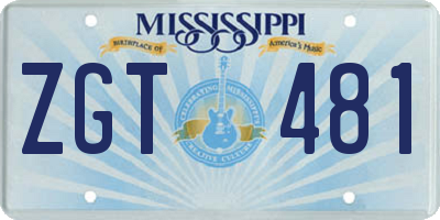 MS license plate ZGT481