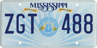 MS license plate ZGT488