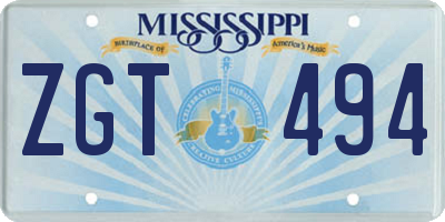 MS license plate ZGT494