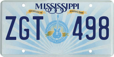 MS license plate ZGT498