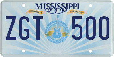 MS license plate ZGT500