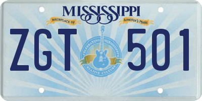 MS license plate ZGT501
