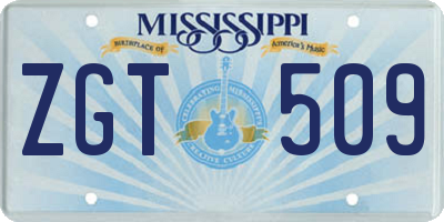 MS license plate ZGT509