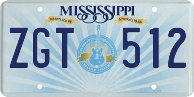 MS license plate ZGT512